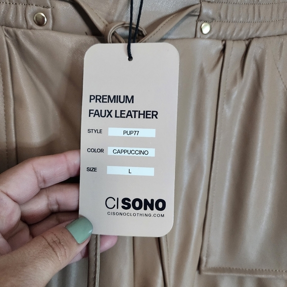 Cisono Faux Leather Pants Size Large - Picture 4 of 16